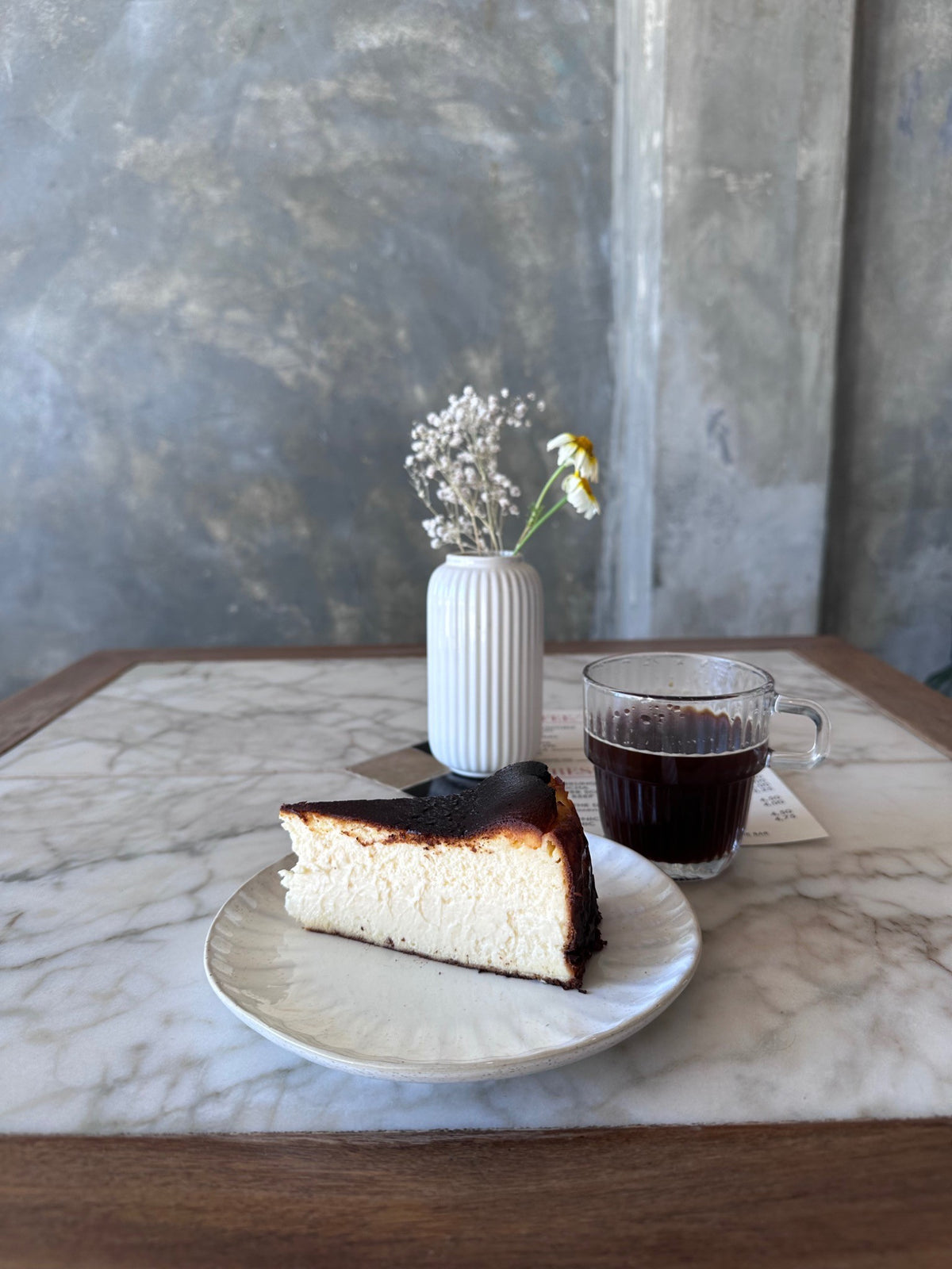 Burnt Basque Cheesecake with coffee in Tavira