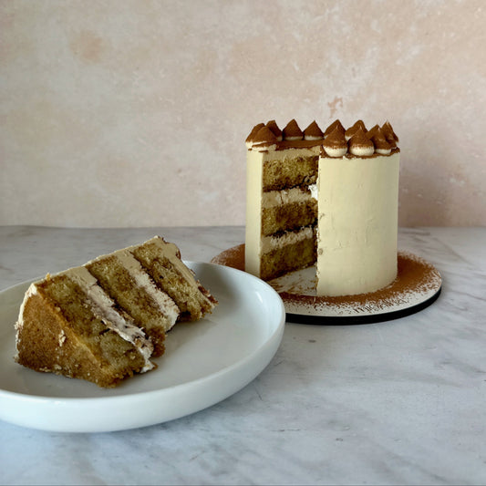 Slice of tiramisu cake